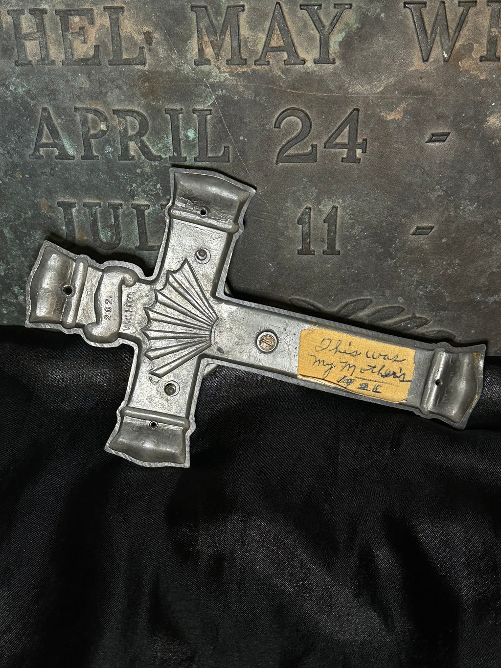 Antique Casket Crucifix | Vintage Cast Metal INRI Coffin Cross | Catholic Funeral Relic