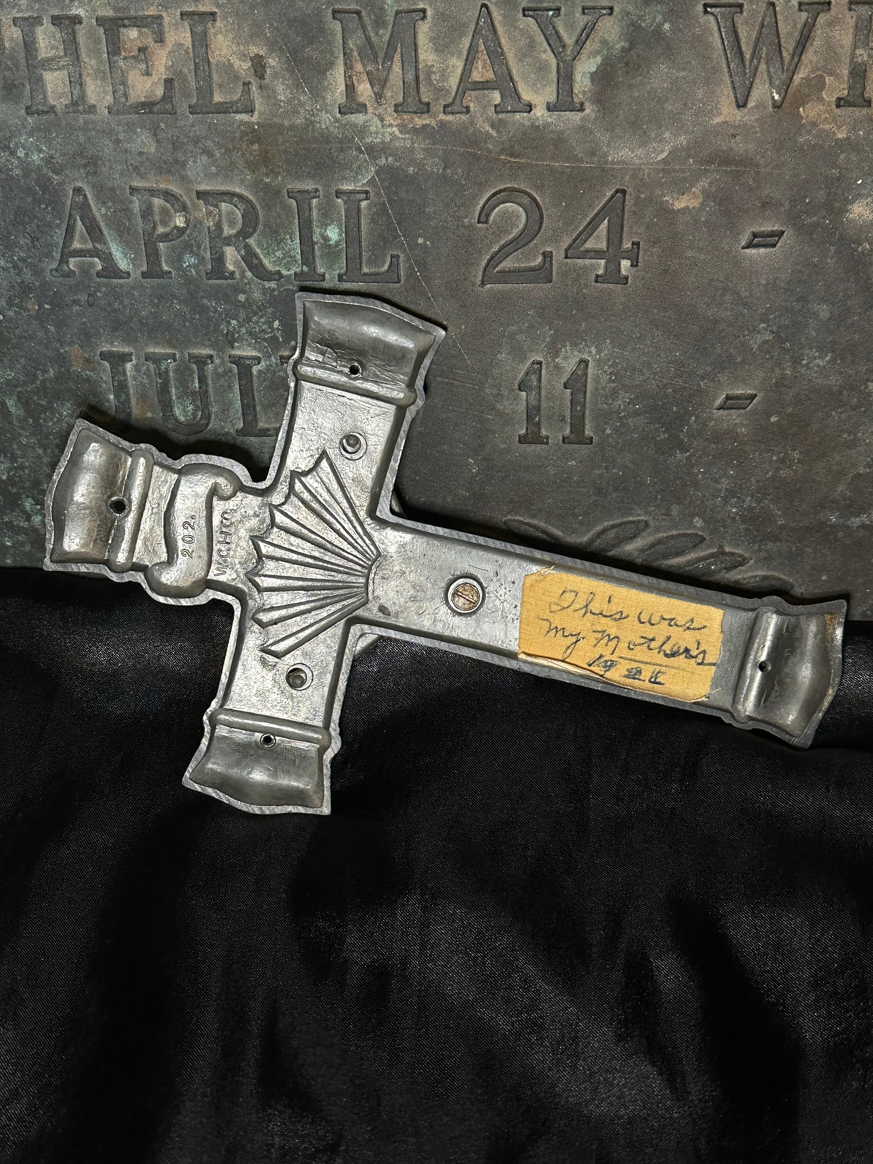 Antique Casket Crucifix | Vintage Cast Metal INRI Coffin Cross | Catholic Funeral Relic