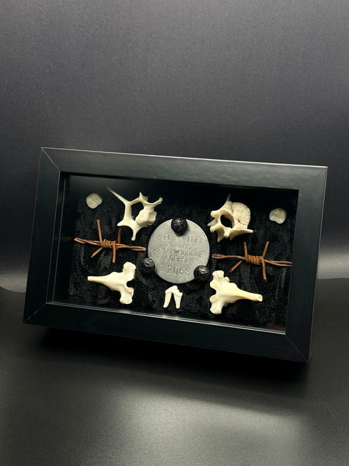 Authentic Asylum Crematory Tag Shadow Box | Handmade Macabre Art | Psychiatric Hospital Artifact