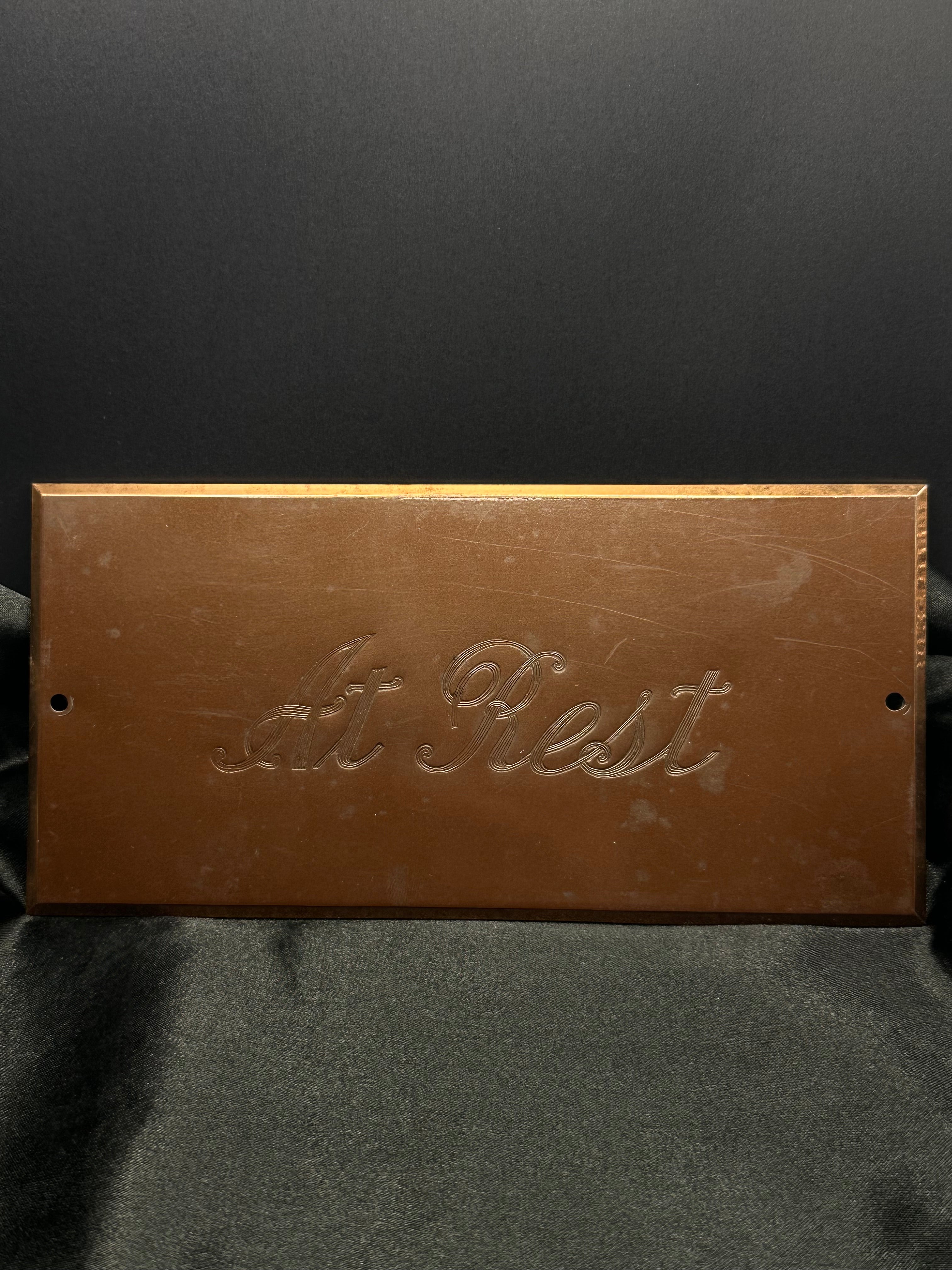 1940’s Antique Casket Plaque | “At Rest”