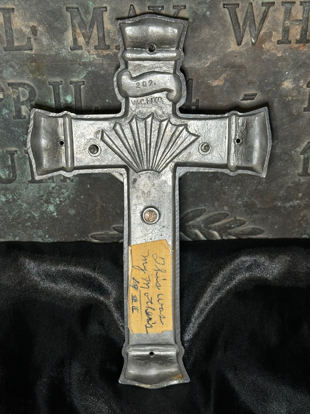 Antique Casket Crucifix | Vintage Cast Metal INRI Coffin Cross | Catholic Funeral Relic