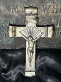 Antique Casket Crucifix | Vintage Cast Metal INRI Coffin Cross | Catholic Funeral Relic